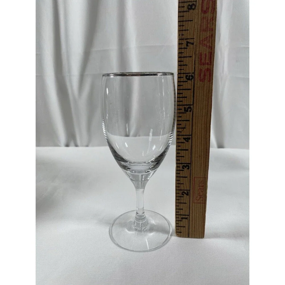 Lot of 4 Fostoria Platinum Rim Crystal Wine Glasse Stemware 6” Tall #699 READ